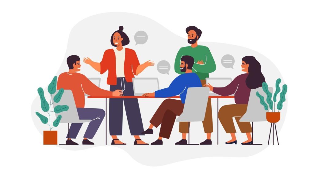 Professional web development team collaborating on client project